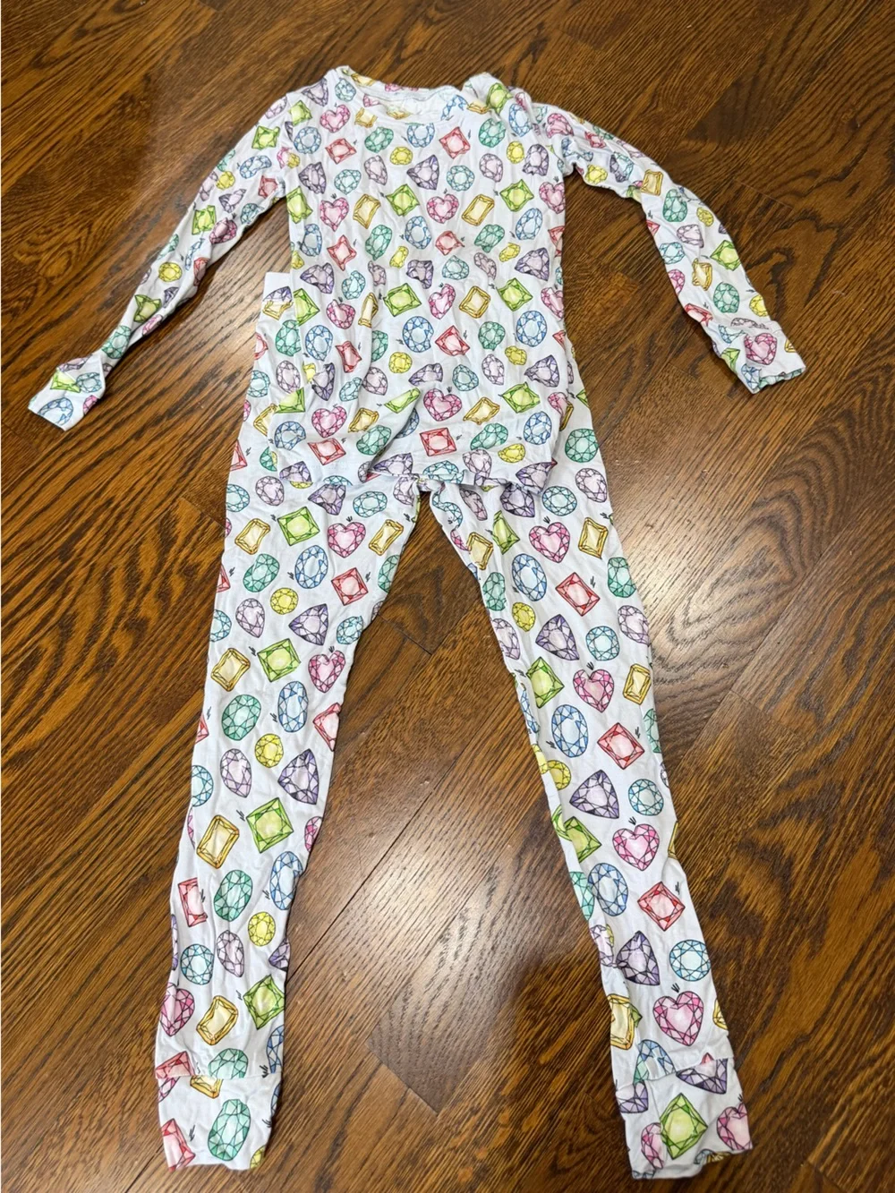 lev baby toddler Girls White Jewel Print Pajama Set, size 5/6T